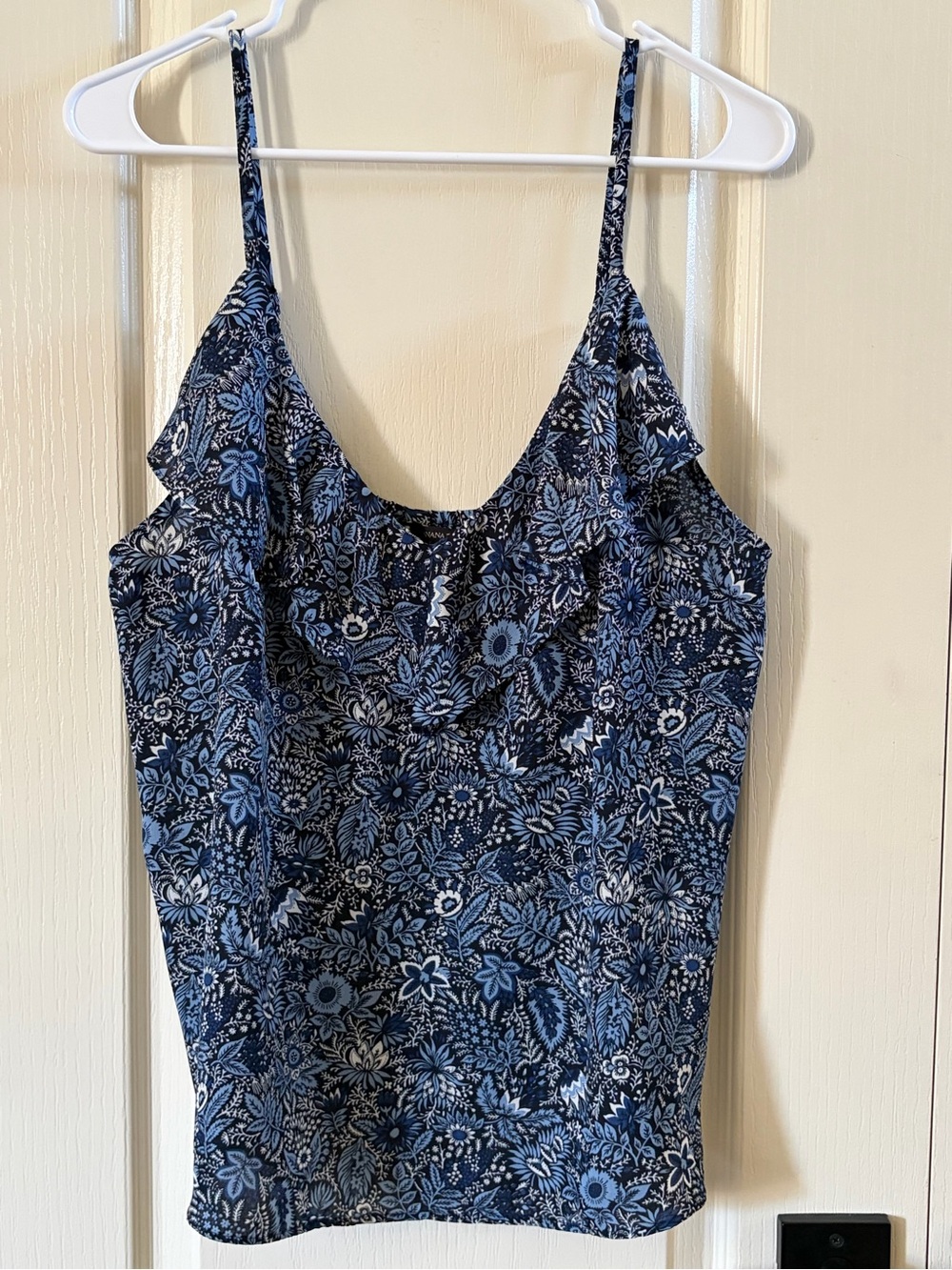 Banana Republic Blue Floral Ruffle Cami